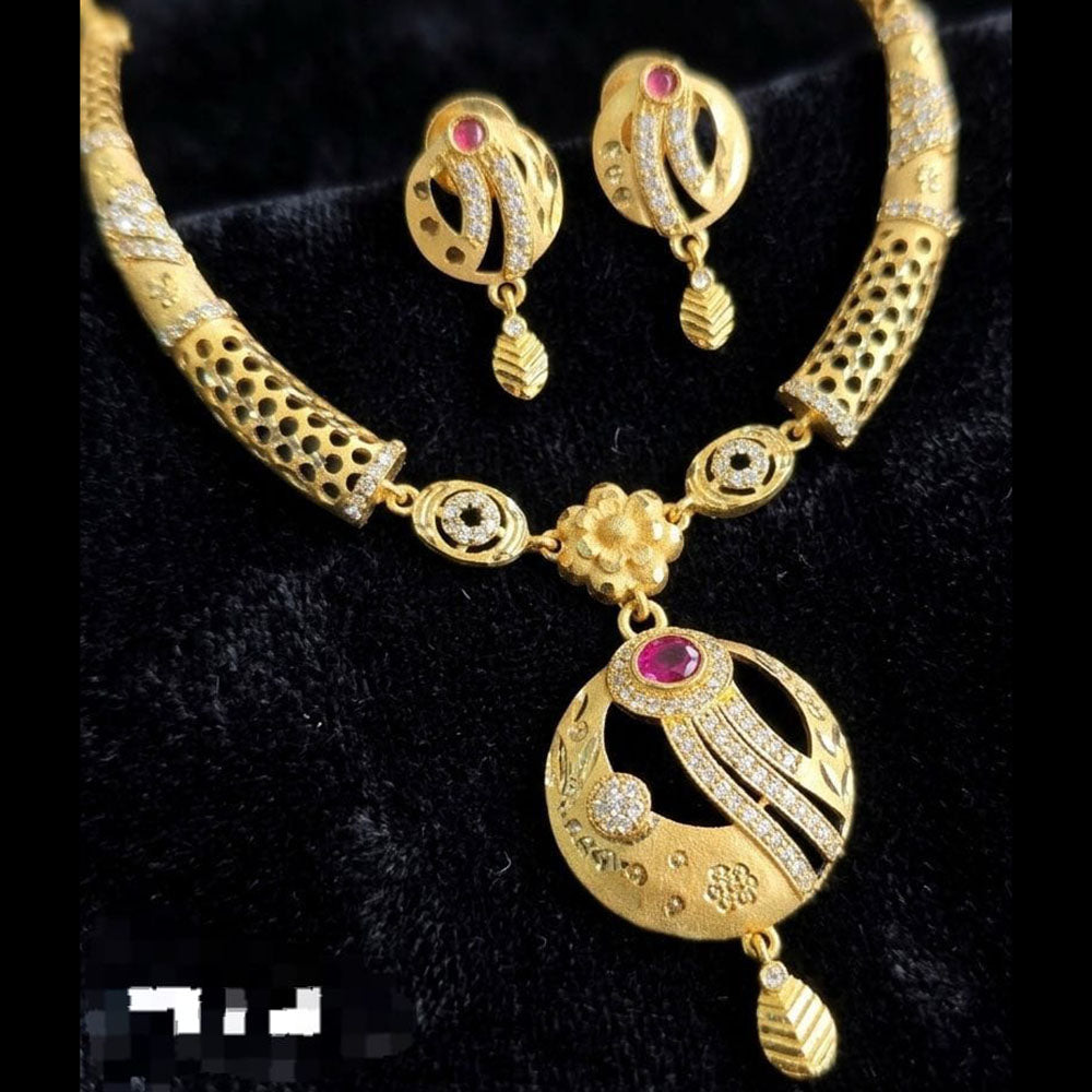 Kavita Art Gold Plated Royal Pota Stone & Austrian Stone Necklace Set