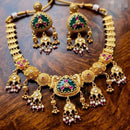 Kavita Art Gold Plated Royal Pota Stone Austrian Stone & Pearl Necklace Set