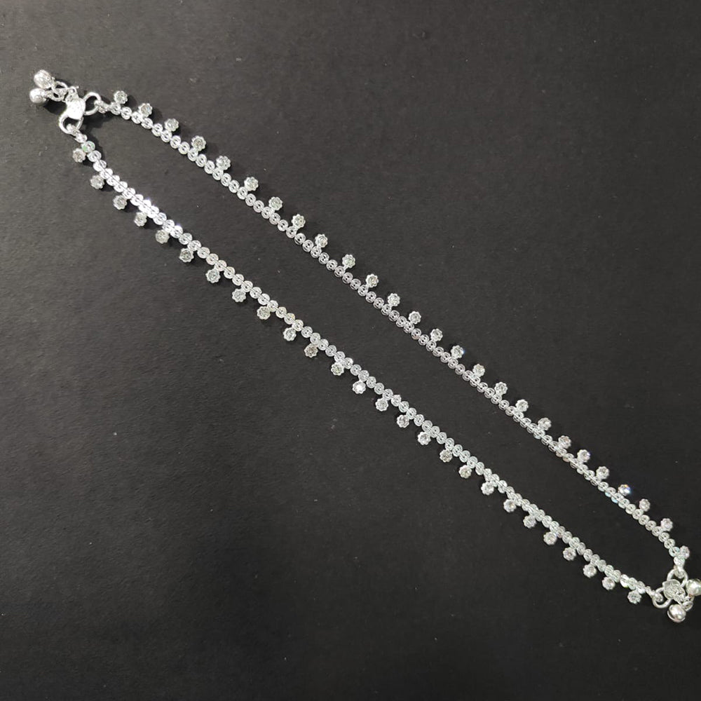 Kavita Art Silver Plated Austrian Stone Traditional Ghungroo Payal / Anklet
