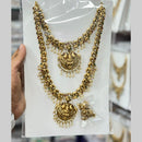 Kavita Art Classic Pota Stone And Pearl Temple Double Necklace Set