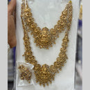 Kavita Art Classic Pota Stone And Pearl Temple Double Necklace Set