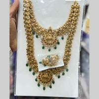 Kavita Art Classic Pota Stone And Pearl Temple Double Necklace Set