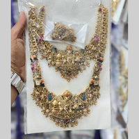 Kavita Art Classic Pota Stone And Pearl Temple Double Necklace Set