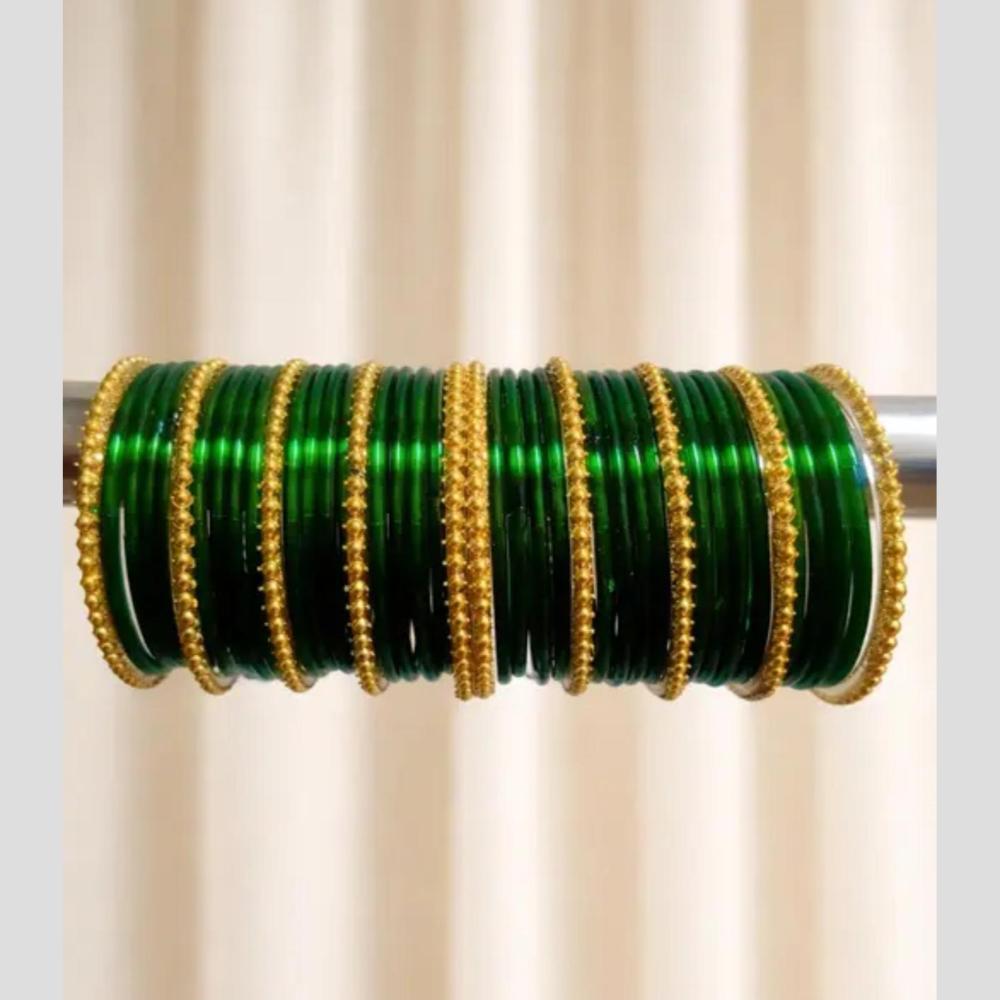 Kavita Art Traditional Green Glass Bangles Set for Women
