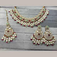 Kavita Art Gold Plated Royal Pota Stone And Pearl Necklace Set