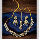 Kavita Art Premium Crystal Stone And Pearl Choker Necklace Set for Women