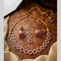 Kavita Art Premium Crystal Stone And Pearl Choker Necklace Set for Women