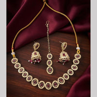 Kavita Art Premium Crystal Stone And Pearl Choker Necklace Set for Women