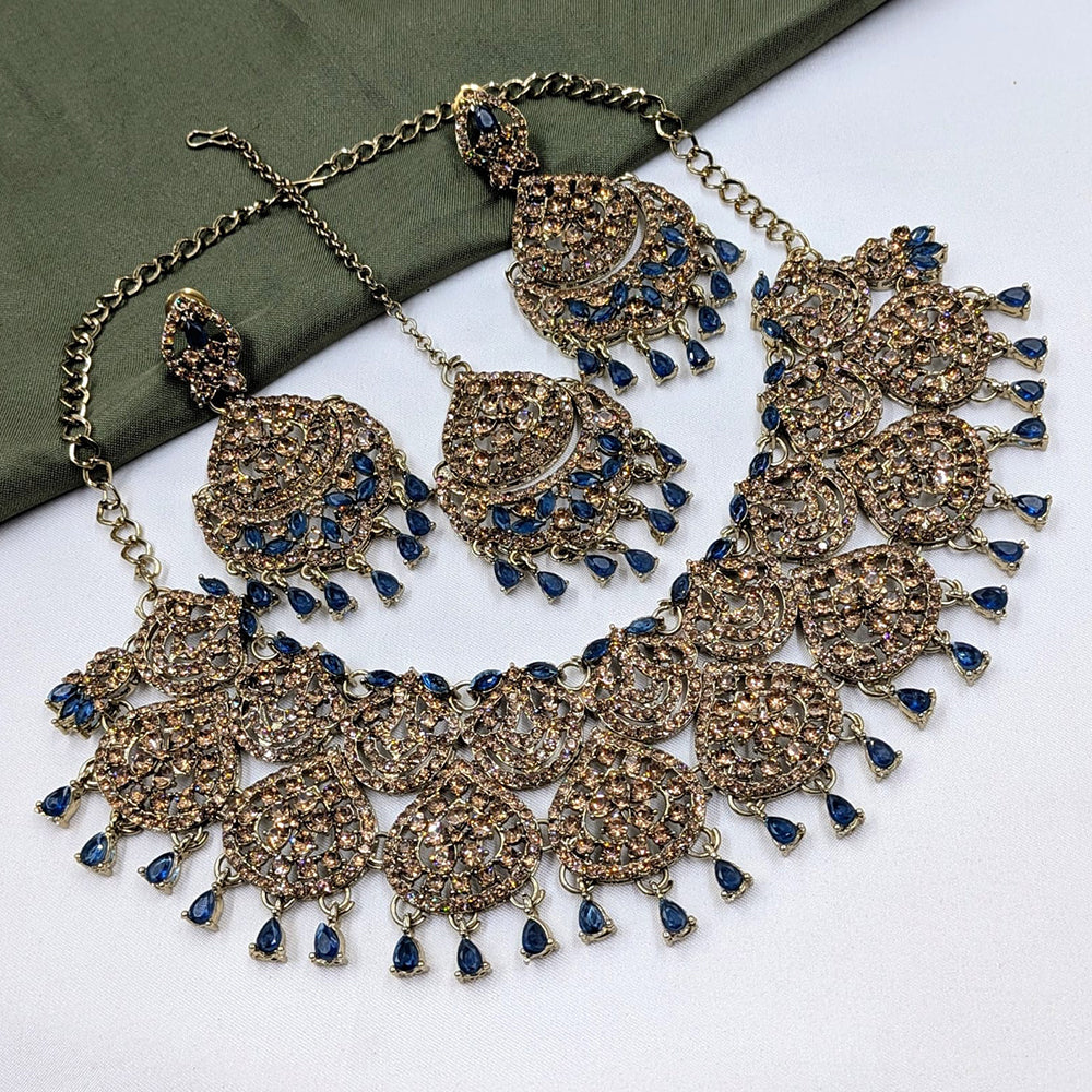 Kavita Art Royal Crystal Stone And Austrian Stone Wedding Necklace Set 