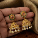 Kavita Art Designer Pota Stone And Pearl Jhumki Earrings
