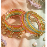Kavita Art Wedding Special Raindrop Glass Kashmiri Bangles Set 