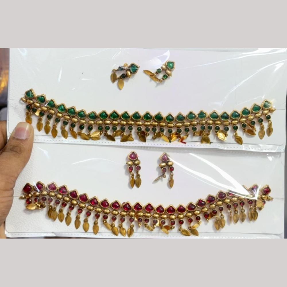 Kavita Art Elegant Pota Stone Choker Necklace Set for Women