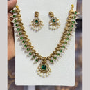 Kavita Art Elegant Pota Stone And Pearl Temple Necklace Set for Women