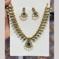 Kavita Art Elegant Pota Stone And Pearl Temple Necklace Set for Women