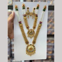 Kavita Art Traditional Pota Stone And Pearl Meenakari Double Necklace Set  