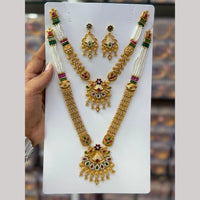 Kavita Art Traditional Pota Stone And Pearl Meenakari Double Necklace Set  
