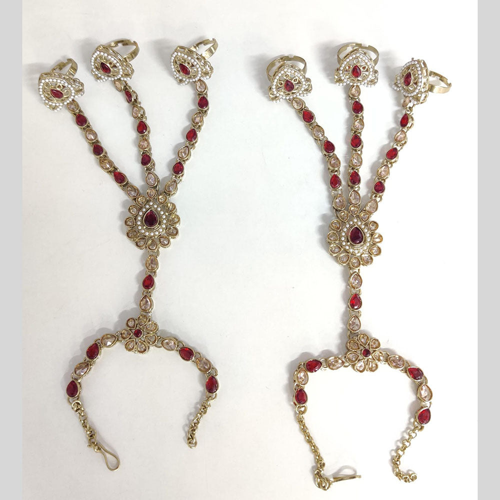 Kavita Art Wedding Wear Crystal Stone And Pearl Hath Panja