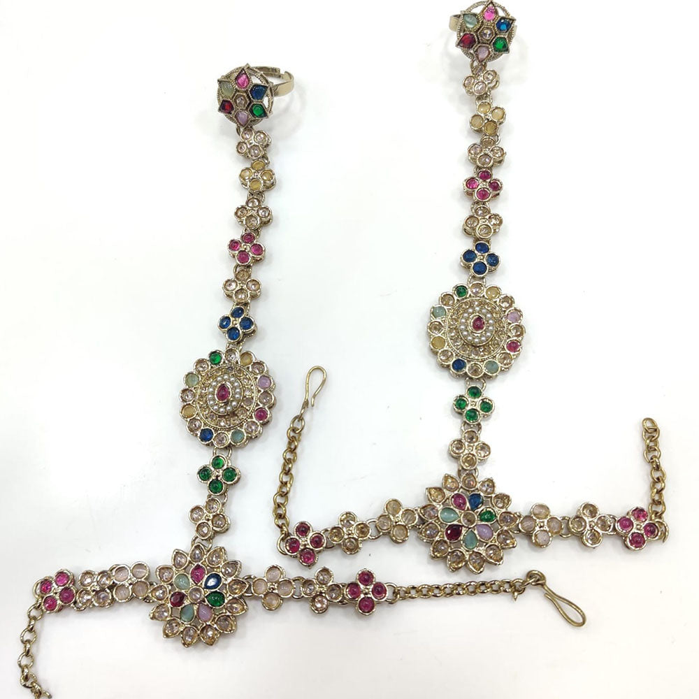 Kavita Art Wedding Wear Crystal Stone And Pearl Hath Panja
