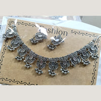 Kavita Art Boho Style Oxidised Plated Mirror And Pearl Necklace Set