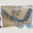 Kavita Art Boho Style Oxidised Plated Mirror And Pearl Necklace Set