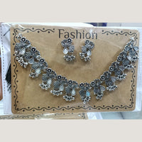 Kavita Art Boho Style Oxidised Plated Mirror And Pearl Necklace Set
