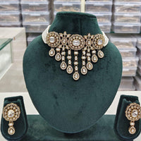Kavita Art Elegant Pota Stone And Pearl Choker Necklace Set for Women