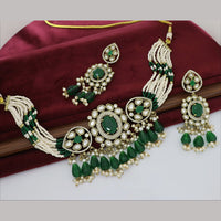 Kavita Art Elegant Pota Stone And Pearl Choker Necklace Set for Women