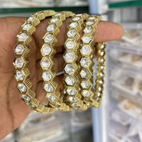Kavita Art Graceful Polki Kundan Stone Embellished Bangles Set