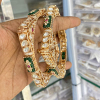 Kavita Art Graceful Polki Kundan Stone And Meenakari Openbale Bangles Set
