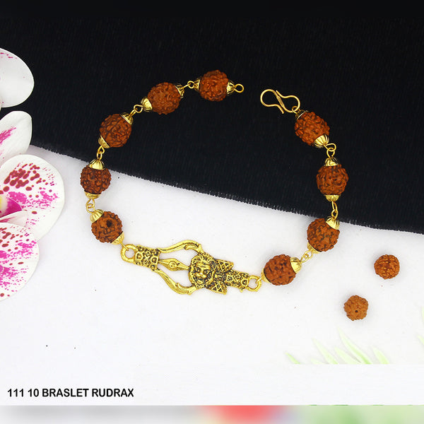 Mahavir Gold Plated Rudraksh Bracelet