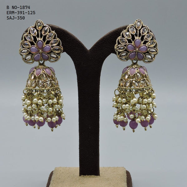 Soni Art Jewellery Gold Plated Crystal Stone Jhumki Earrings