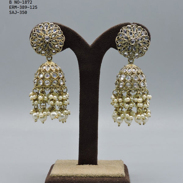 Soni Art Jewellery Gold Plated Crystal Stone Jhumki Earrings