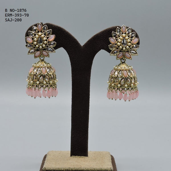 Soni Art Jewellery Gold Plated Crystal Stone Jhumki Earrings