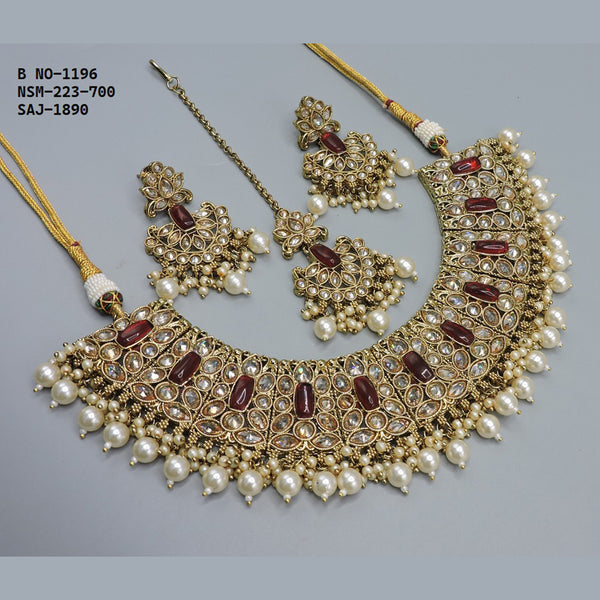 Soni Art Jewellery Gold Plated Crystal Stone Necklace Set