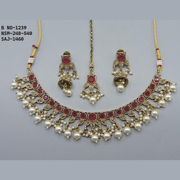 Soni Art Jewellery Gold Plated Crystal Stone Necklace Set