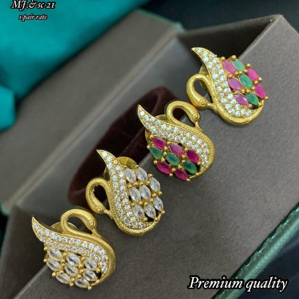 Buy Gold Plated Stone Stud Earrings by Mine Of Design Online at Aza  Fashions.