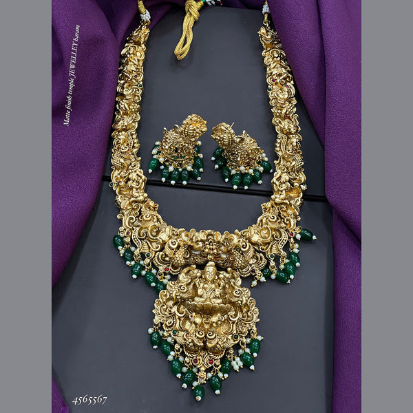 Sona Creation Gold Plated Temple Long Necklace Set