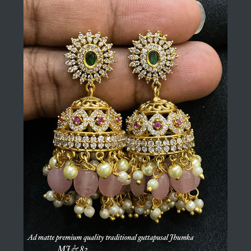 Traditional kundan meenakari jhumka earrings ad stone Set By Zevar