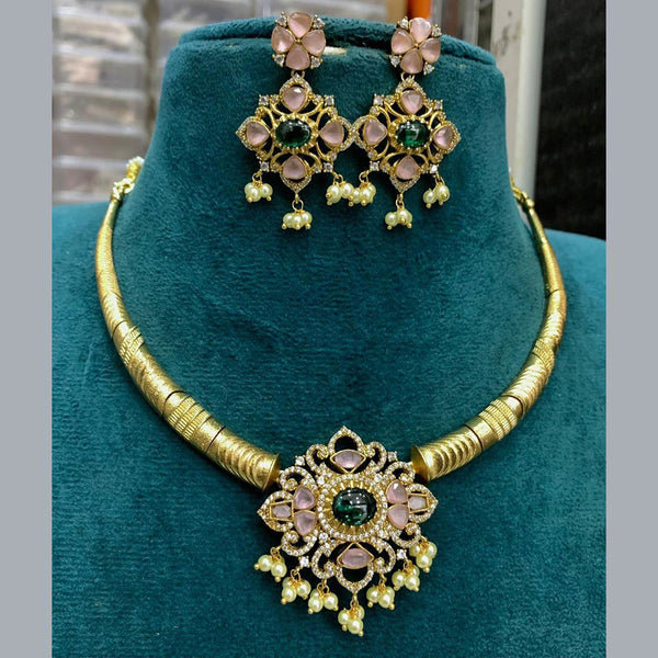 Sona Creation Gold Plated AD Choker Necklace Set