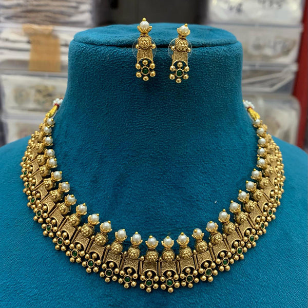 Sona Creation Gold Plated Pota Stone Choker Necklace Set