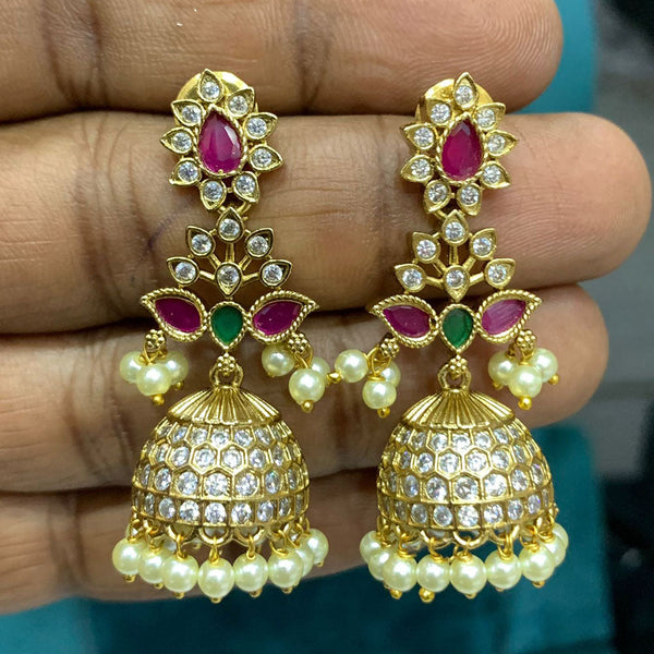 Sona Creation Gold Plated Austrian Stone Jhumki Earrings