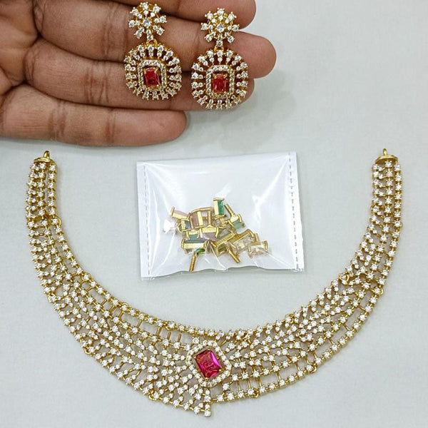 Sona Creation American Diamond Necklace Set