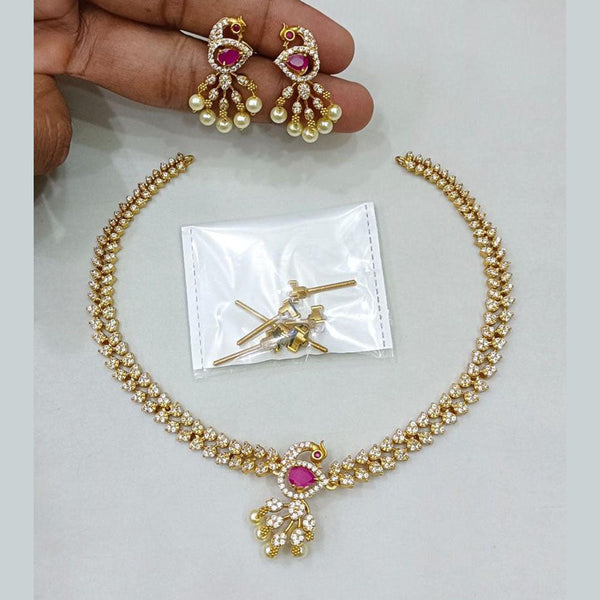 Sona Creation  Gold Plated American Diamond Necklace Set