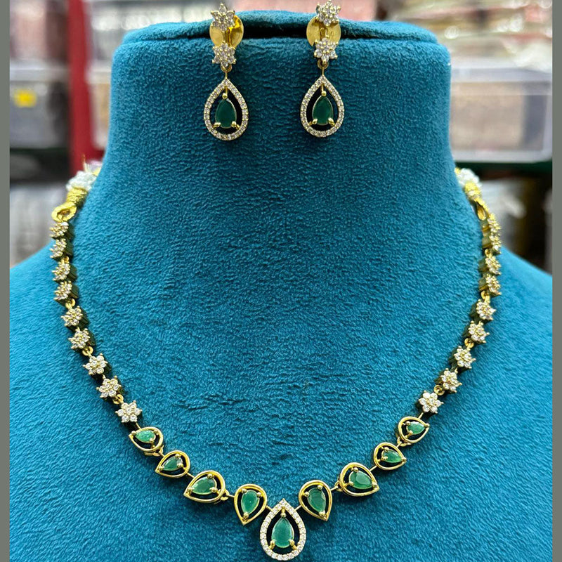 Sona Creation Gold Plated Crystal Stone Necklace Set