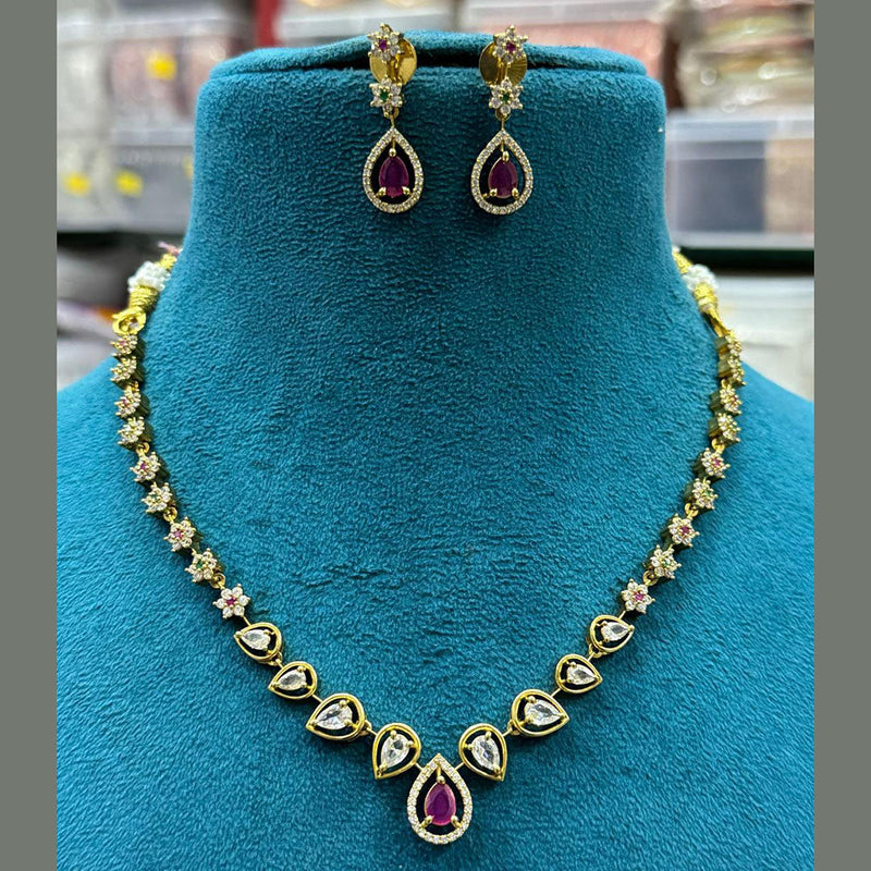 Sona Creation Gold Plated Crystal Stone Necklace Set