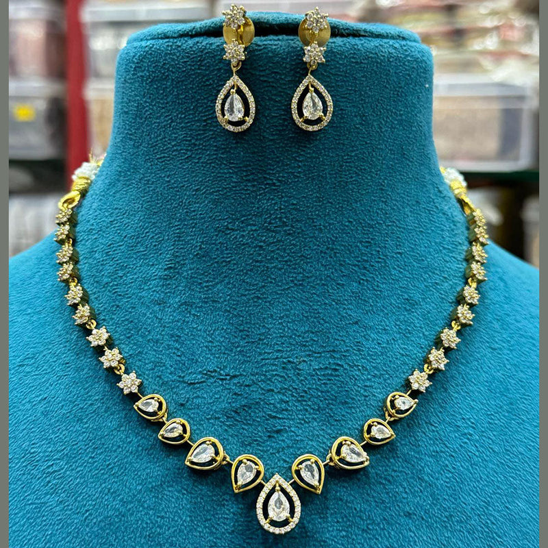 Sona Creation Gold Plated Crystal Stone Necklace Set