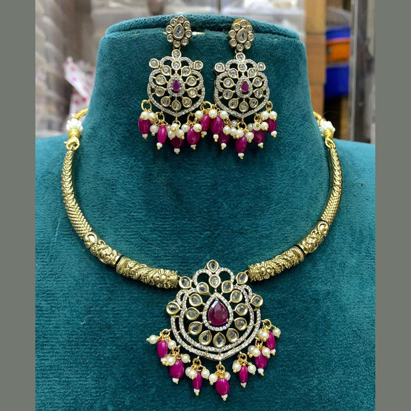 Sona Creation  Gold Plated AD Necklace Set