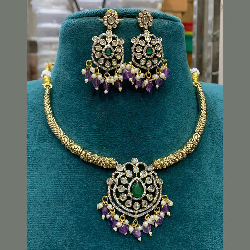 Sona Creation  Gold Plated AD Necklace Set