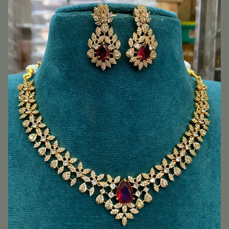 Sona Creation  Gold Plated AD Necklace Set