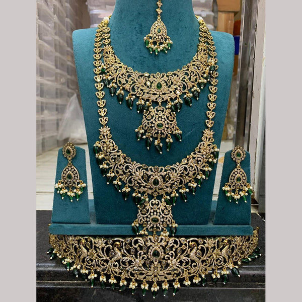 Sona Creation Gold Plated AD Bridal Necklace Set